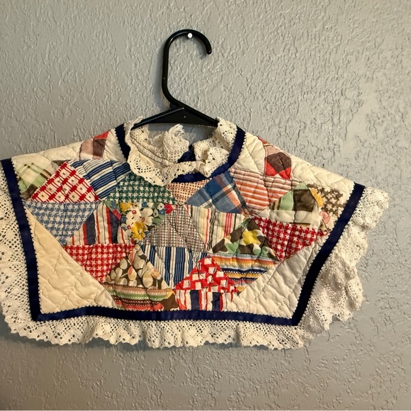 Vintage Quilted Patchwork Collar Shawl Women’s S/M Handmade Cottagecore - Picture 8 of 8
